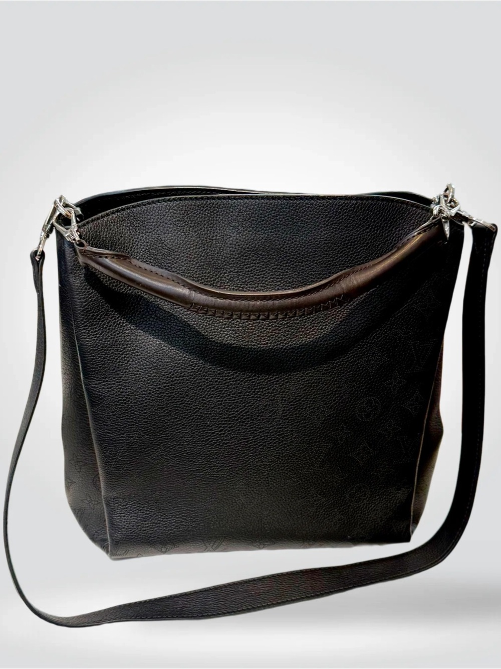 Louis Vuitton Babylone Black Mono Marina Pebbled Leather Hobo - rare find